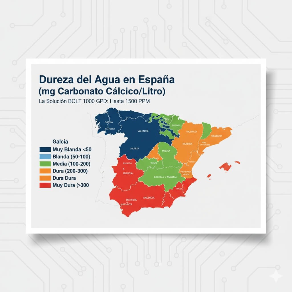 Mapa de dureza del agua en España